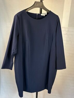 Of/Mercer Navy Blue Heavy Viscose Long Sleeve Dress 18W